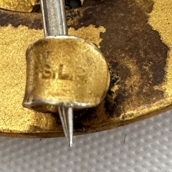 Art Nouveau Sash Pin Brooch Autumn Leaf design Amethyst Glass George L Paine Co - Picture 11 of 16